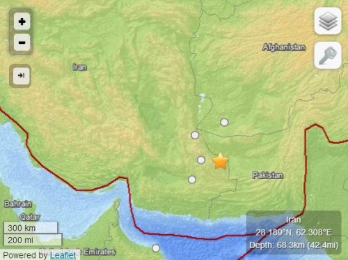 伊朗巴基斯坦交界處發(fā)生5.7級(jí)地震深度68公里